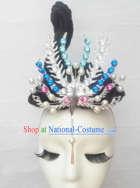 Chinese Traditional Classical Dance Hair Accessories Folk Dance Wig and Phoenix Headwear for Women