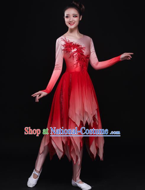 Professional Chorus Costumes Modern Dance Red Dress for Women