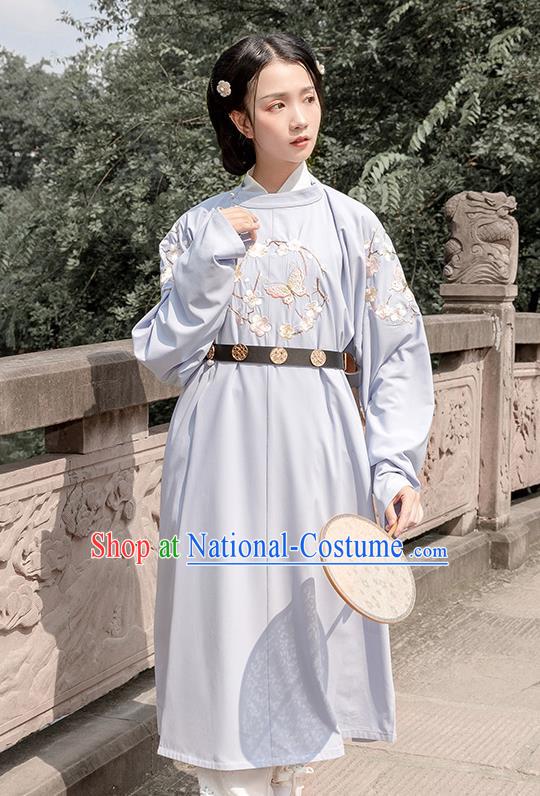 Chinese Traditional Costume Swordswoman Blue Embroidered Robe for Women