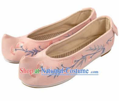 Asian Chinese Ancient Pink Embroidered Shoes Traditional Hanfu Shoes Embroidered Shoes for Women