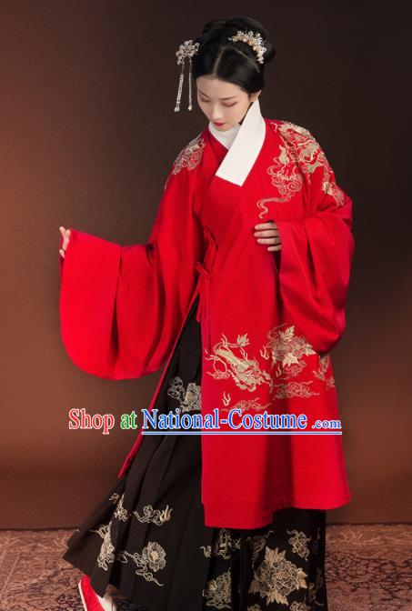 Traditional Chinese Ming Dynasty Wedding Embroidered Costumes Complete Set for Rich Women