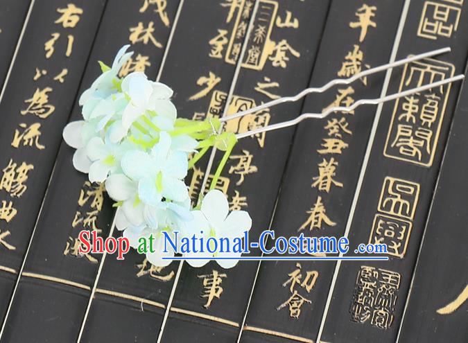 Chinese Traditional Hair Accessories Ancient Tang Dynasty Green Flowers Hairpins for Women