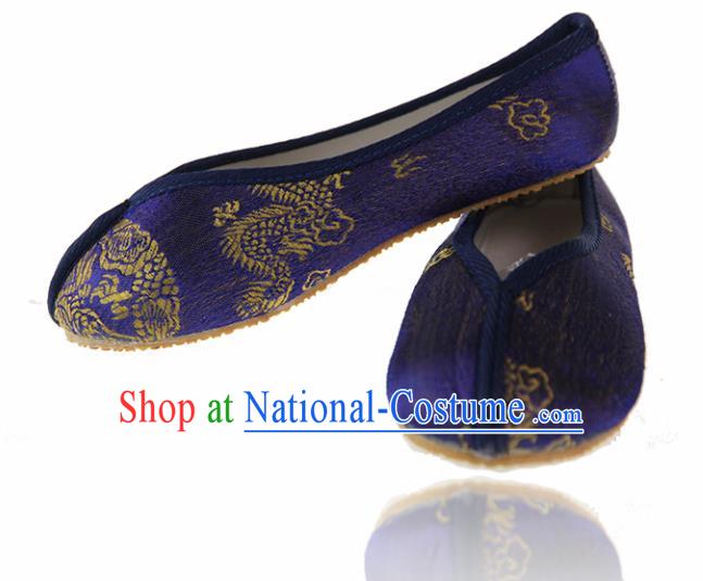 Asian Chinese Ancient Purple Cloth Shoes Traditional Hanfu Shoes for Kids