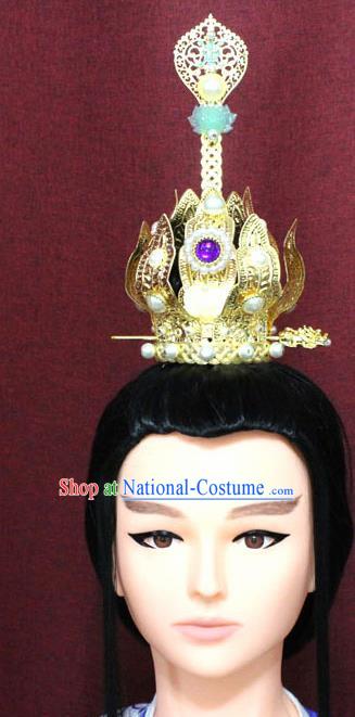 Chinese Traditional Tang Dynasty Swordsman Jewel Hairdo Crown Ancient Crown Prince Hair Accessories for Men