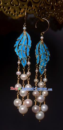 Asian Chinese Traditional Jewelry Accessories Palace Pearls Tassel Earrings for Women