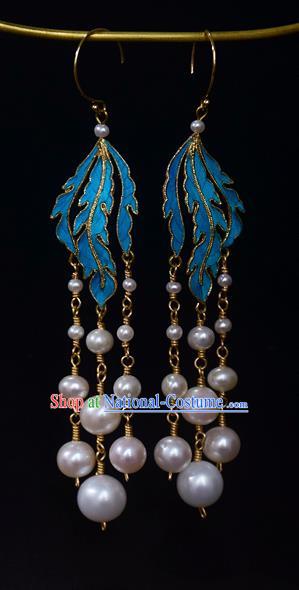 Asian Chinese Traditional Jewelry Accessories Palace Pearls Tassel Phoenix Earrings for Women