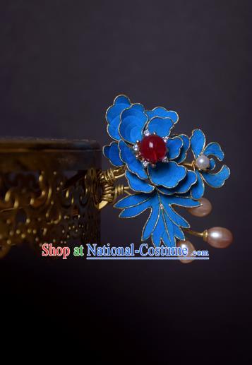 Chinese Handmade Princess Hanfu Hairpins Blueing Hair Clip Ancient Hair Accessories for Women