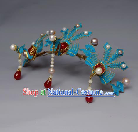 Chinese Ancient Qing Dynasty Phoenix Hair Comb Hair Accessories Handmade Hairpins for Women