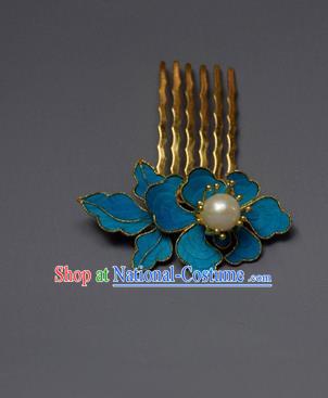 Chinese Ancient Qing Dynasty Palace Tian-Tsui Hair Comb Hair Accessories Handmade Hairpins for Women