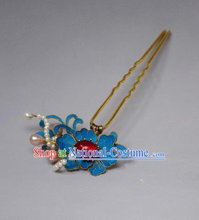 Chinese Ancient Qing Dynasty Hair Accessories Handmade Palace Tian-Tsui Lotus Hairpins for Women