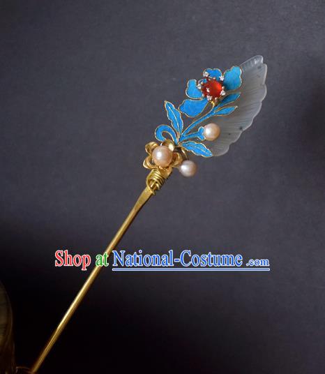 Chinese Handmade Princess Hanfu Hairpins Jade Hair Clip Ancient Hair Accessories for Women