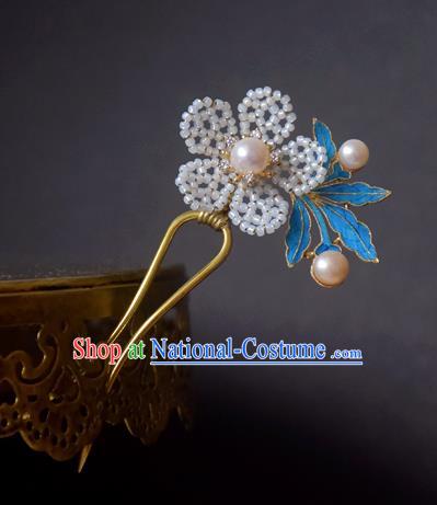 Chinese Handmade Princess Hanfu Hairpins Beads Flower Hair Clip Ancient Hair Accessories for Women