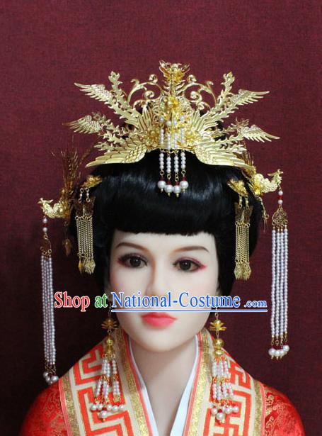 Chinese Handmade Princess Hairpins Ancient Phoenix Coronet Hair Accessories for Women