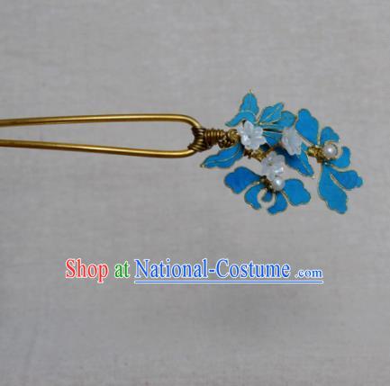 Chinese Handmade Hairpins Hair Accessories Ancient Hanfu Blueing Hair Clip for Women