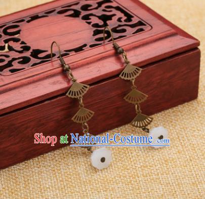 Asian Chinese Traditional Jewelry Accessories Hanfu White Lotus Seedpod Earrings for Women