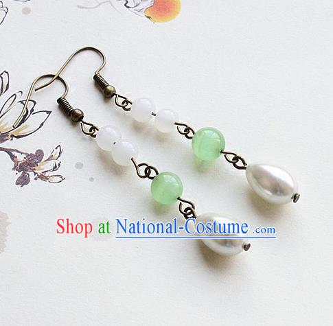 Asian Chinese Traditional Jewelry Accessories Hanfu Pearl Earrings for Women