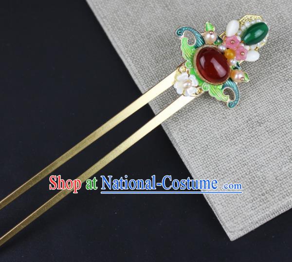 Chinese Ancient Handmade Hanfu Agate Hair Clip Blueing Hairpins Hair Accessories for Women