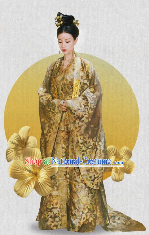 The Rise of Phoenixes Traditional Chinese Ancient Tang Dynasty Empress Embroidered Costumes and Headpiece Complete Set