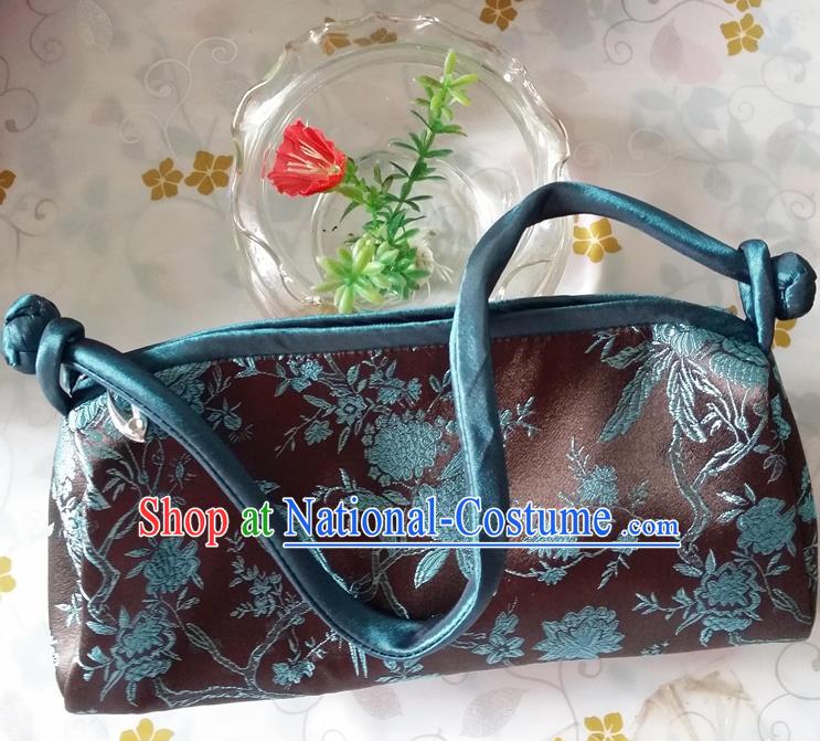 Traditional Chinese Brocade Bag Black Silk Handbag for Women