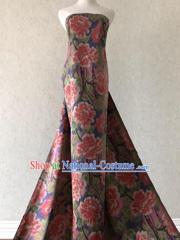 Asian Chinese Traditional Fabric Classical Peony Pattern Brocade Cloth Silk Fabric