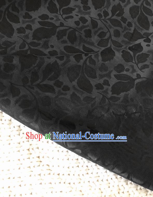 Asian Chinese Traditional Fabric Classical Pattern Black Brocade Cheongsam Cloth Silk Fabric