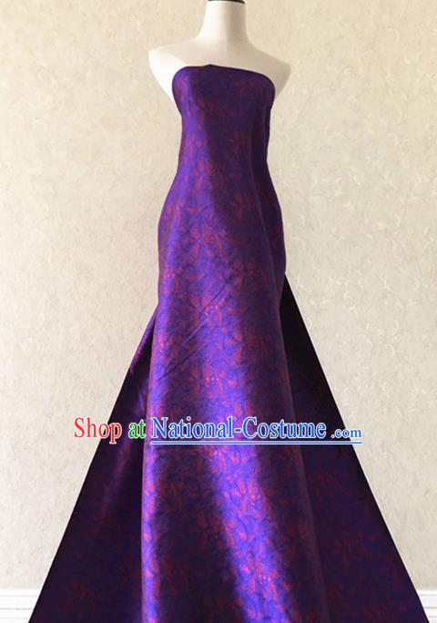 Asian Chinese Traditional Fabric Classical Pattern Purple Brocade Cheongsam Cloth Silk Fabric