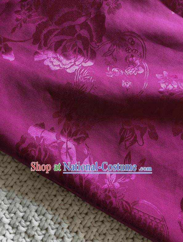 Asian Chinese Traditional Fabric Classical Pattern Rosy Brocade Cheongsam Cloth Silk Fabric