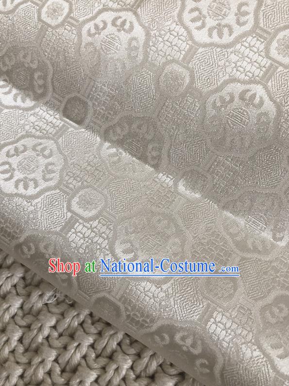 Asian Chinese Traditional Fabric Classical Pattern White Brocade Cheongsam Cloth Silk Fabric