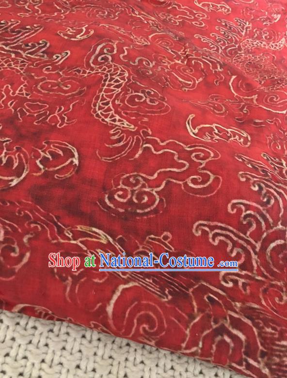 Asian Chinese Traditional Fabric Classical Dragon Pattern Red Brocade Cheongsam Cloth Silk Fabric