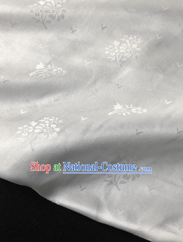 Asian Chinese Traditional Fabric Classical Pattern White Brocade Cheongsam Cloth Silk Fabric