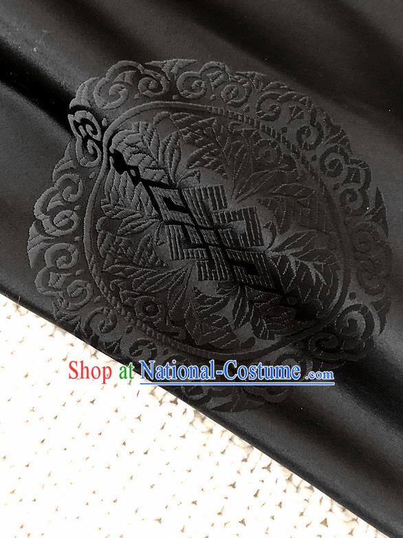 Asian Chinese Traditional Fabric Classical Pattern Black Brocade Cheongsam Cloth Silk Fabric