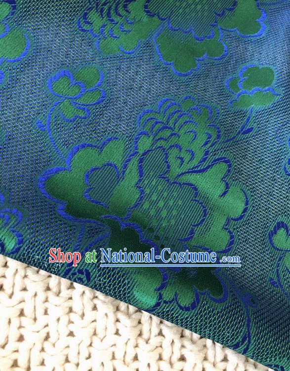 Asian Chinese Traditional Fabric Classical Pattern Green Brocade Cheongsam Cloth Silk Fabric