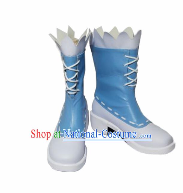 Asian Chinese Cosplay Shoes Cartoon Cowboy Blue Boots for Men