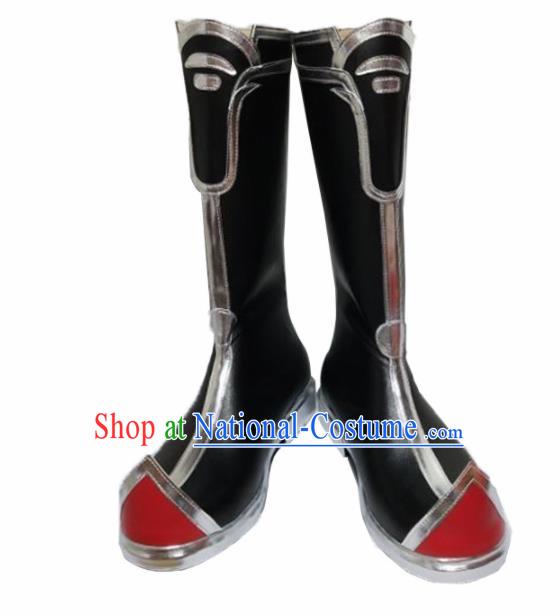 Asian Chinese Cosplay Shoes Cartoon Swordsman Black Boots for Men