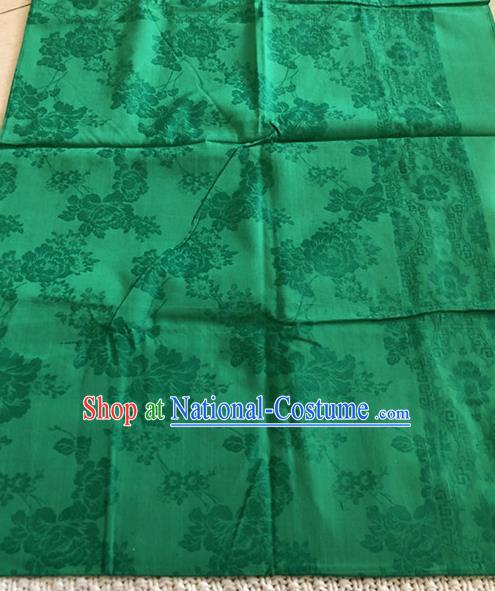 Asian Chinese Traditional Fabric Peony Pattern Deep Green Brocade Cloth Silk Fabric