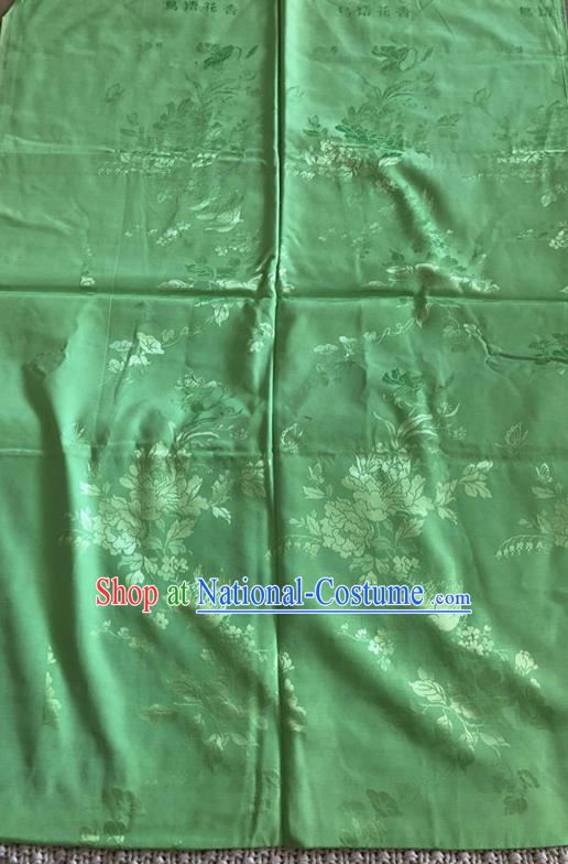 Asian Chinese Traditional Fabric Peony Pattern Green Brocade Cloth Silk Fabric