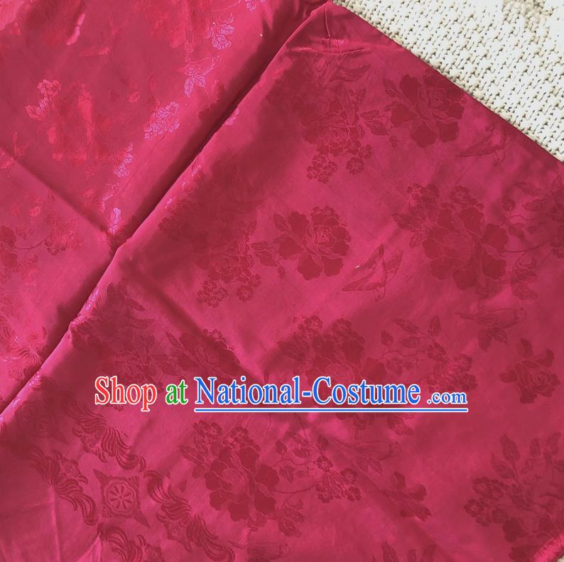 Asian Chinese Traditional Fabric Palace Peony Pattern Rosy Brocade Cloth Silk Fabric