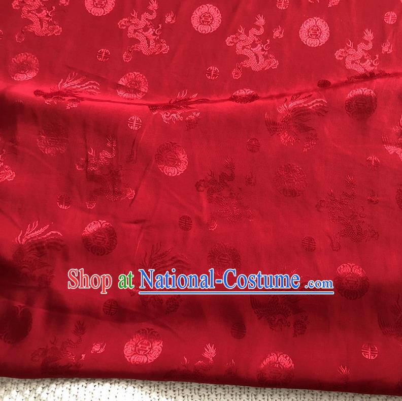 Asian Chinese Traditional Fabric Palace Phoenix Pattern Red Brocade Cloth Silk Fabric