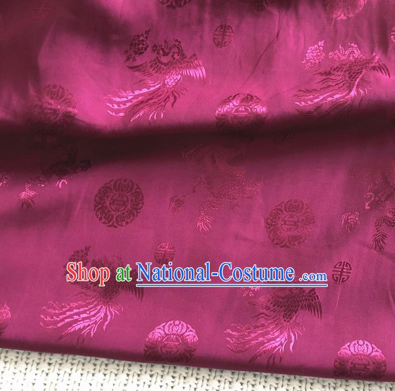 Asian Chinese Traditional Fabric Palace Phoenix Pattern Rosy Brocade Cloth Silk Fabric