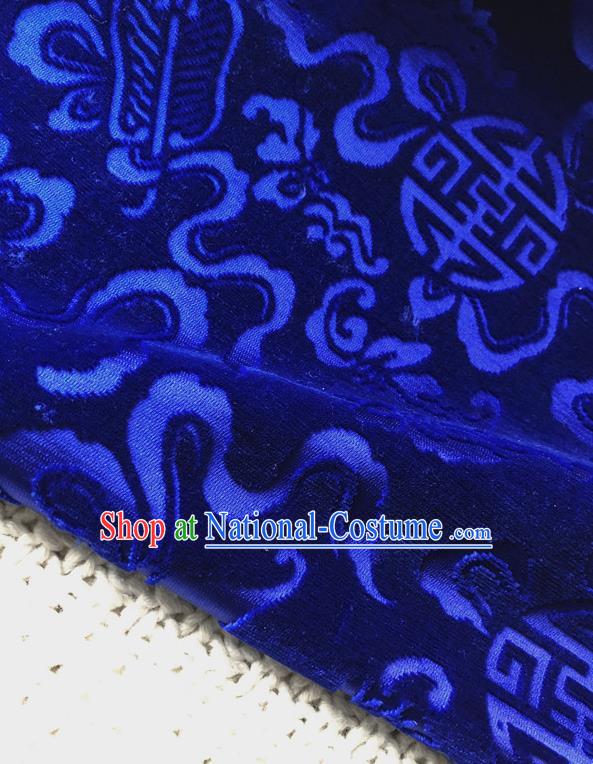 Asian Chinese Traditional Silk Fabric Classical Pattern Royalblue Brocade Cheongsam Cloth Silk Fabric