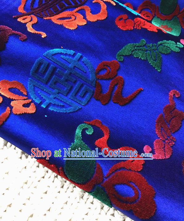 Asian Chinese Traditional Silk Fabric Classical Pattern Royalblue Brocade Cheongsam Embroidered Cloth Silk Fabric