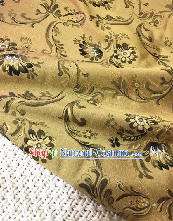 Asian Chinese Traditional Golden Silk Fabric Royal Pattern Brocade Cheongsam Cloth Silk Fabric