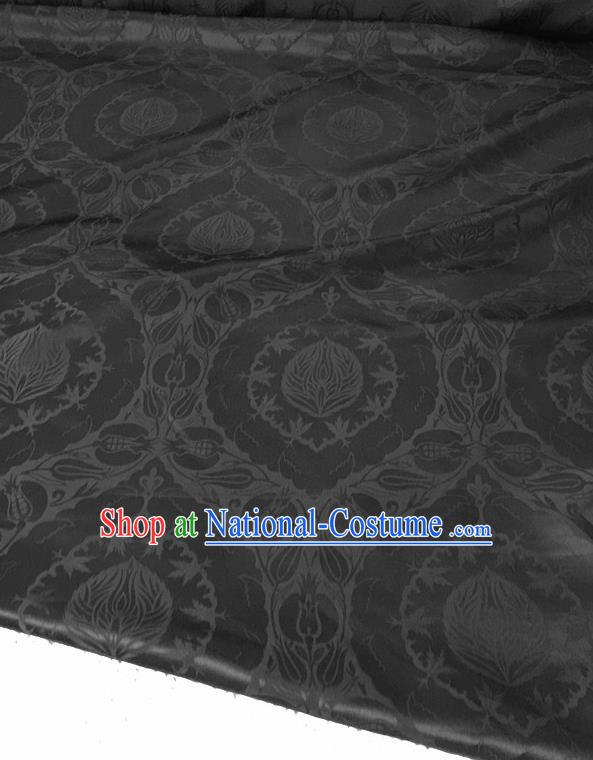 Asian Chinese Traditional Black Silk Fabric Royal Pattern Brocade Cheongsam Cloth Silk Fabric