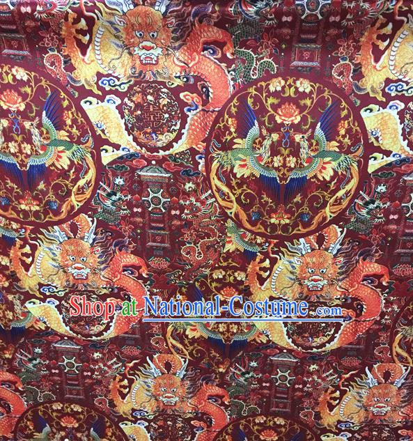 Asian Chinese Traditional Silk Fabric Royal Dragons Pattern Brocade Cheongsam Cloth Silk Fabric