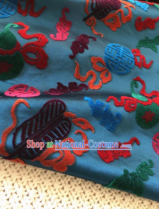 Asian Chinese Traditional Silk Fabric Classical Pattern Peacock Green Brocade Cheongsam Embroidered Cloth Silk Fabric