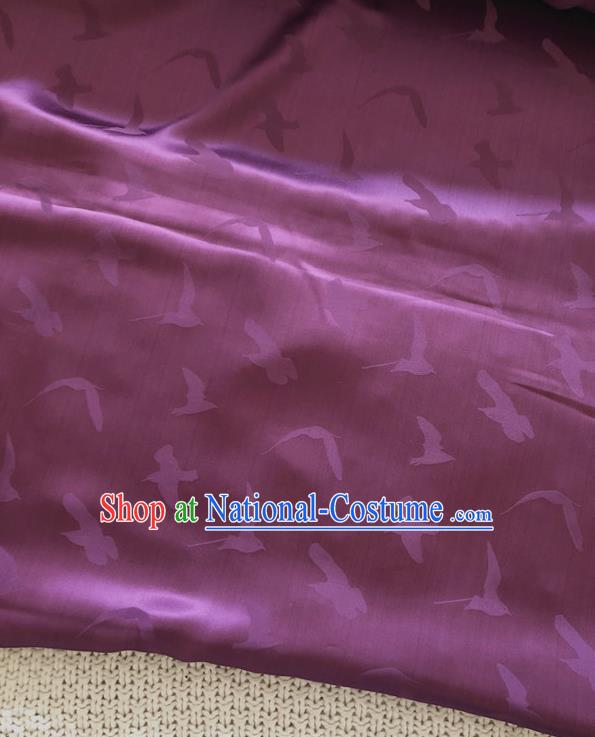 Asian Chinese Traditional Silk Fabric Classical Pattern Purple Brocade Cheongsam Embroidered Cloth Silk Fabric