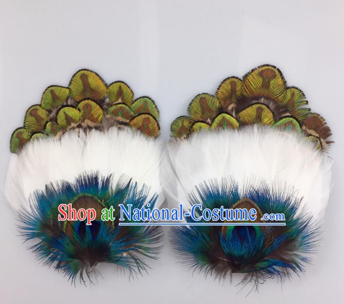 Traditional Chinese Bride Hair Accessories Peacock Feather Hair Claws for Women