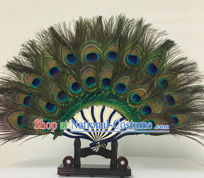 Traditional Chinese Crafts Feather Fan China Folk Dance Peacock Feather Fans