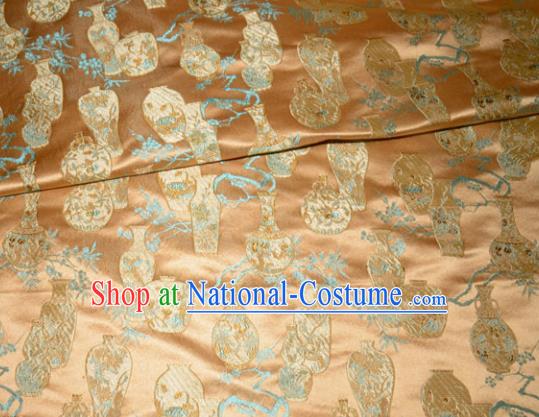 Chinese Traditional Silk Fabric Cheongsam Tang Suit Brocade Vase Pattern Cloth Material Drapery