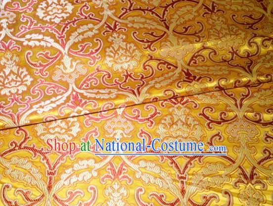 Chinese Traditional Yellow Silk Fabric Cheongsam Tang Suit Brocade Palace Pattern Cloth Material Drapery